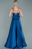Grau-Indigo Abendkleid Satin Lang ABU1458