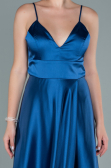 Grau-Indigo Abendkleid Satin Lang ABU1458