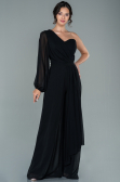 Partykleid Lang Chiffon Schwarz ABT078