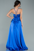 Sächsischblau Abendkleid Satin Lang ABU1843