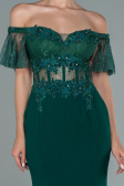 Abendkleid im Meerjungfrau-Stil Lang Spitze Smaragdgrün ABU2581