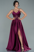 Abendkleid Lang Satin Pflaume ABU2583