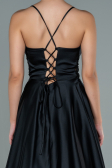 Abendkleid Lang Satin Schwarz ABU2583