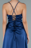 Marineblau Abendkleid Satin Lang ABU1843