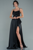 Abendkleid Lang Satin Schwarz ABU1843