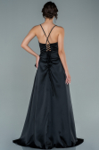 Abendkleid Lang Satin Schwarz ABU1843
