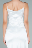 Abendkleid Lang Satin Weiß ABU2592
