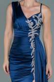 Abendkleid Lang Satin Marineblau ABU2598