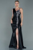 Abendkleid Lang Satin Schwarz ABU2598