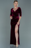Abendkleid Lang Samt Weinrot ABU2604
