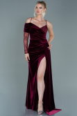 Abendkleid Lang Samt Weinrot ABU2605