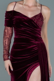 Abendkleid Lang Samt Weinrot ABU2605