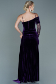 Abendkleid Lang Samt Violett dunkel ABU2605