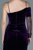 Abendkleid Lang Samt Violett dunkel ABU2605