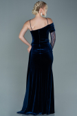 Abendkleid Lang Samt Marineblau ABU2605
