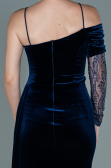 Abendkleid Lang Samt Marineblau ABU2605