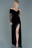 Abendkleid Lang Samt Schwarz ABU2605