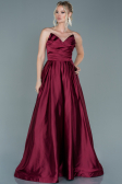 Abendkleid Lang Satin Weinrot ABU2600