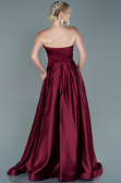 Abendkleid Lang Satin Weinrot ABU2600