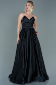 Abendkleid Lang Satin Schwarz ABU2600