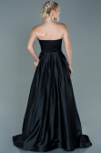 Abendkleid Lang Satin Schwarz ABU2600
