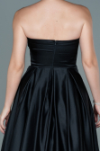 Abendkleid Lang Satin Schwarz ABU2600