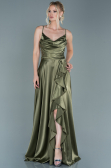 Abendkleid Lang Satin Khaki ABU2593