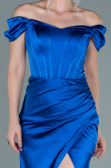 Abendkleid Lang Satin Sächsischblau ABU2608