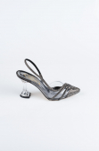 Party-Schuhe Steinbesetzt Platin MJ1057