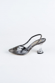 Party-Schuhe Steinbesetzt Platin MJ1057