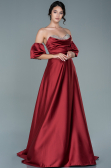 Abendkleid Lang Satin Weinrot ABU2614