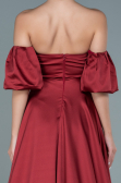 Abendkleid Lang Satin Weinrot ABU2614