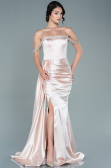 Abendkleid Lang Satin Beige ABU2618