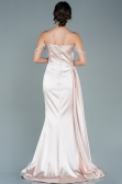 Abendkleid Lang Satin Beige ABU2618