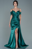 Abendkleid Lang Satin Smaragdgrün ABU2379