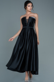 Abendkleid Midi Satin Schwarz ABK1508