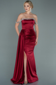 Abendkleid Lang Satin Weinrot ABU2618