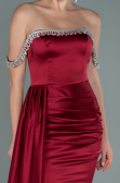 Abendkleid Lang Satin Weinrot ABU2618