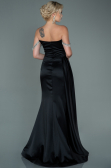 Abendkleid Lang Satin Schwarz ABU2618