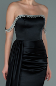 Abendkleid Lang Satin Schwarz ABU2618