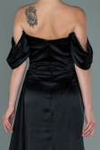 Abendkleid Lang Satin Schwarz ABU2661