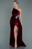 Abendkleid Lang Samt Weinrot ABU2626