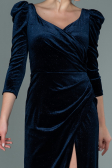 Abendkleid Lang Samt Marineblau ABU2653