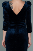 Abendkleid Lang Samt Marineblau ABU2653