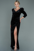 Abendkleid Lang Samt Schwarz ABU2653