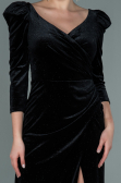 Abendkleid Lang Samt Schwarz ABU2653