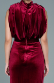 Abendkleid Lang Samt Weinrot ABU2668