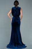 Abendkleid Lang Samt Marineblau ABU2668