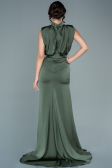 Khaki Abendkleid Satin Lang ABU2133