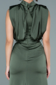 Khaki Abendkleid Satin Lang ABU2133